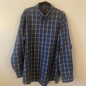 Bullington Button-Down Dress Shirt, Blue Green/Dark Blue Stripes, XXL